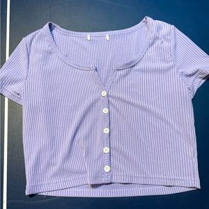 Purple Button Up Crop Top Size Small
